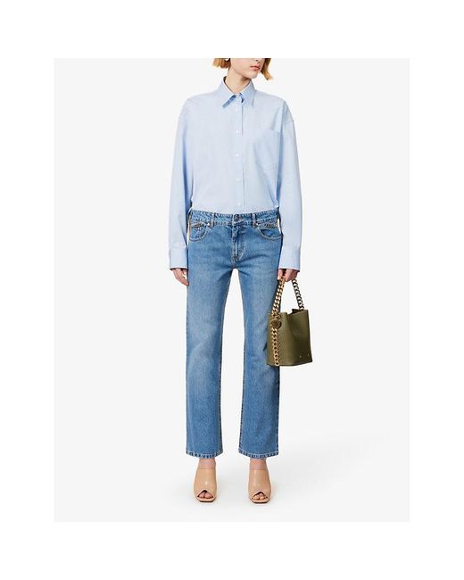 Stella McCartney Blue Oversized Patch-pocket Cotton Shirt