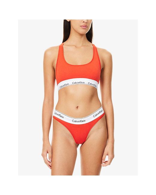 Calvin Klein Orange Icon Modal Scoop-Neck Cotton-Jersey Bralette