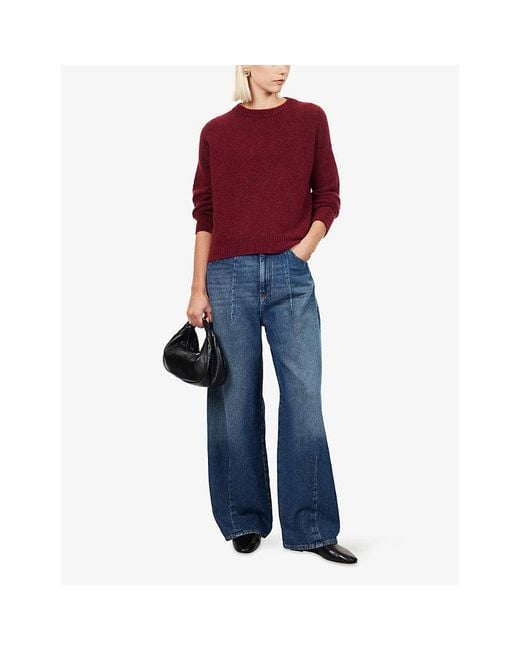 Weekend by Maxmara Red Long-Sleeve Round-Neck Alpaca-Blend Jumper
