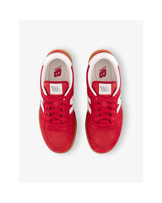 New Balance Red T500 Suede Low-Top Trainers