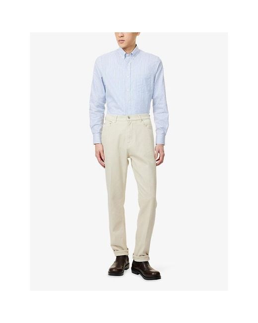 Dunhill Natural Five-Pocket Straight Cotton Twill Trousers for men