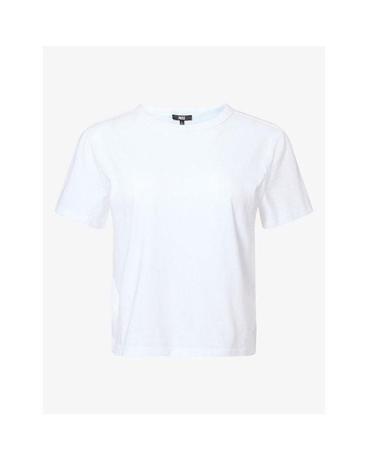 PAIGE White Rhodes Cropped Cotton T-Shirt