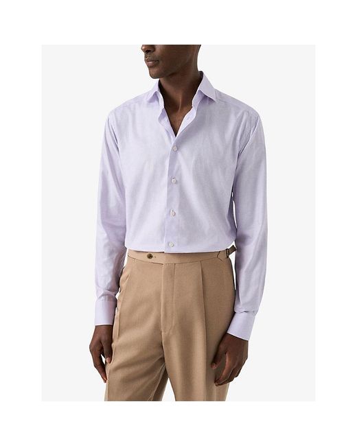 Eton of Sweden Purple Signature Solid Oxford Contemporary-Fit Cotton Shirt for men