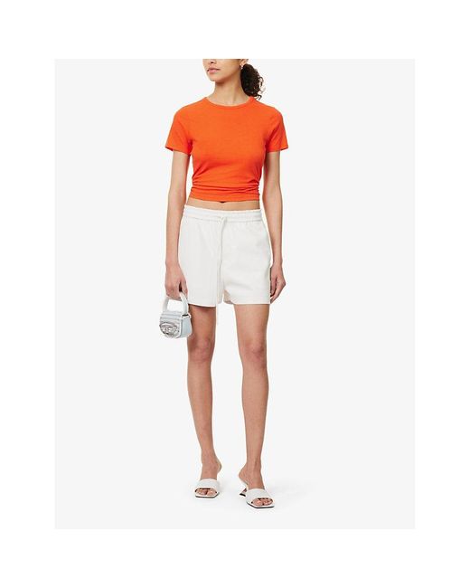 GOOD AMERICAN Orange Round-neck Slim-fit Cotton-jersey T-shirt