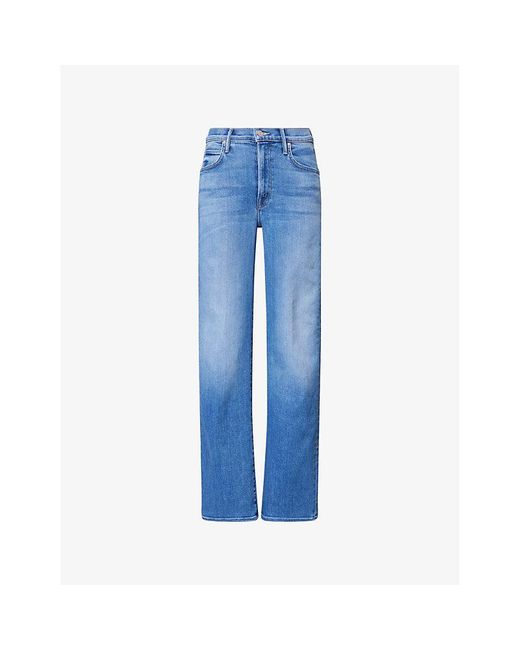 Mother Blue The Kick It High-Rise Straight-Leg Denim-Blend Jeans