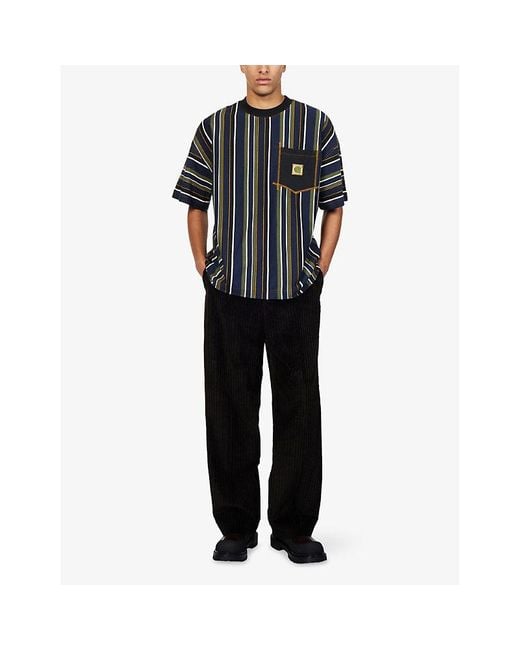 Carhartt Black Stripes Printed Cotton T-Shirt for men