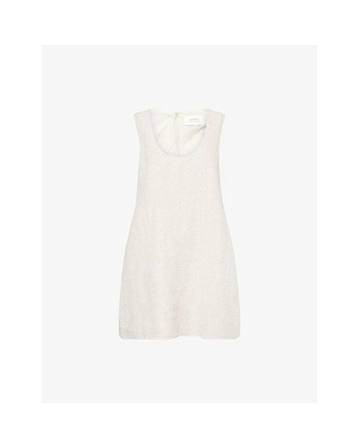 knee length dresses for ladies REECE WHITE LINEN MIDI DRESS – DISSH