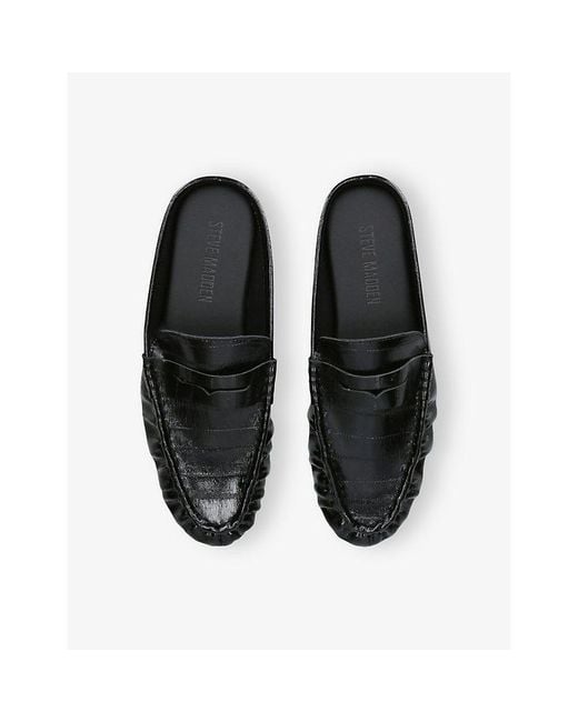 Steve Madden Black Rafe Faux-Leather Mules