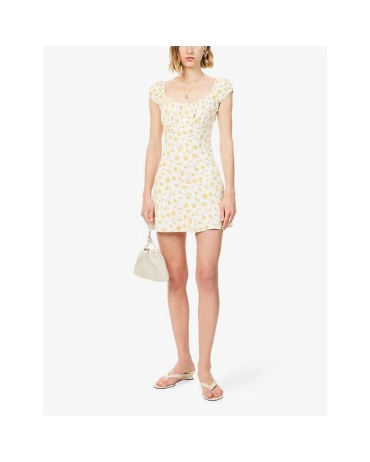 Reformation Metallic Lucybelle Floral-Print Woven Mini Dress