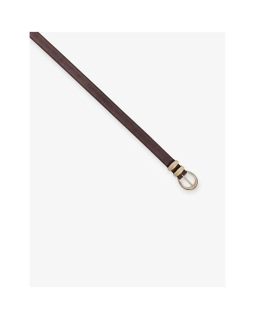 Sandro Brown Round-Buckle Suede Belt