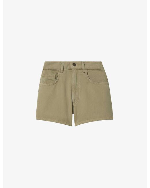 Reiss Green Colorado Regular-fit High-rise Cotton-blend Shorts