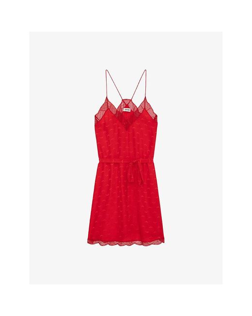Zadig & Voltaire Red Ristyz Jacquard-wing Silk Mini Dress