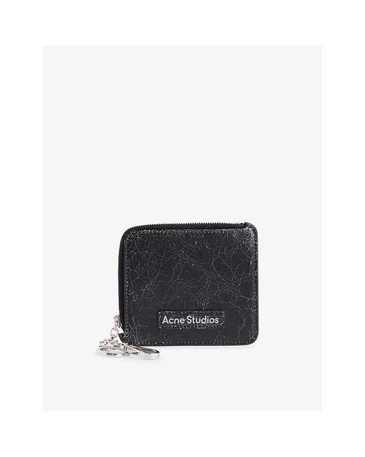 Acne Black Logo-patch Leather Zip Wallet