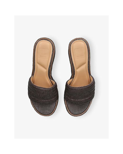 Dolce Vita Gray Throne Raffia Platform Mules