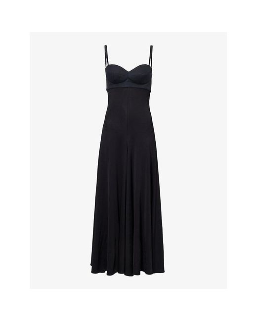 Magda Butrym Black Bow-embellished Stretch-woven Maxi Dress