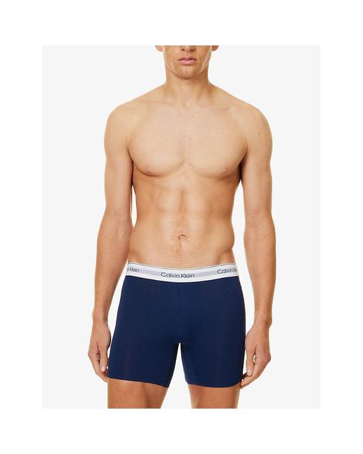 Calvin Klein Blue Modern Air Pack Of Three Stretch-Jersey Boxer Briefs for men