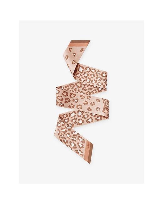 Cartier White Panthère Reflected Double-Side 90 Silk-Twill Scarf