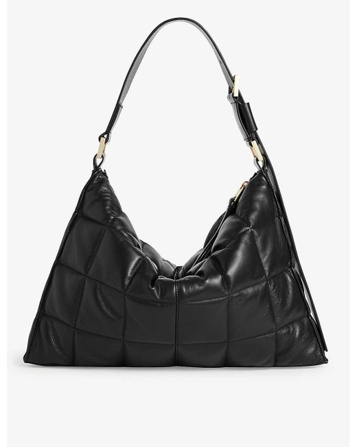 AllSaints Edbury Quilted Leather Shoulder Bag in Black - Lyst