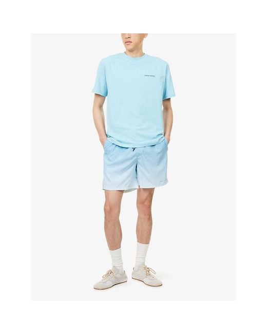 Daily Paper Blue Safari Rally Graphic-Print Cotton T-Shirt for men