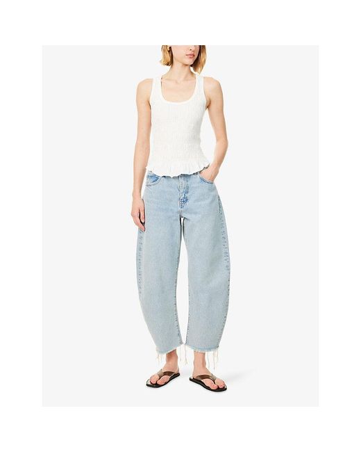 FRAME Blue The Bubble Crop Cotton Denim Jeans