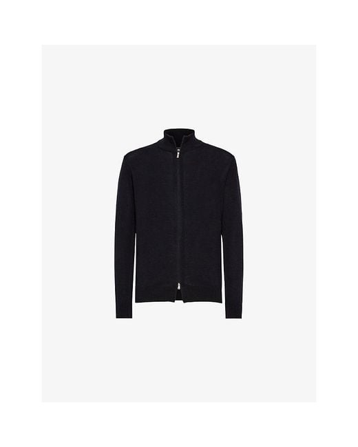 Boggi Blue Full-Zip Merino Wool Jumper for men
