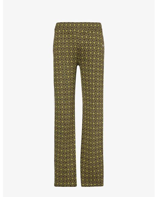 Wales Bonner Green Power Graphic-pattern Stretch-organic Cotton Trousers for men