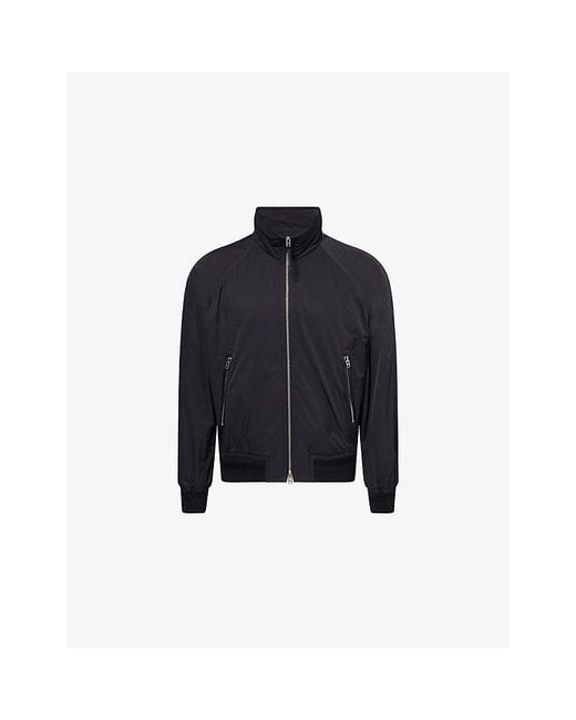 Tom Ford Blue Techno Stand-Collar Shell Bomber Jacket for men