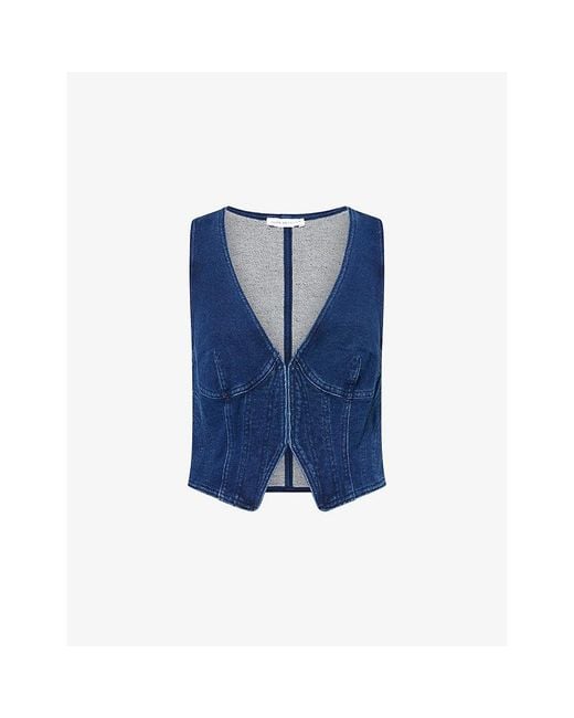 GOOD AMERICAN Blue Jeanius Tailored Denim Waistcoat