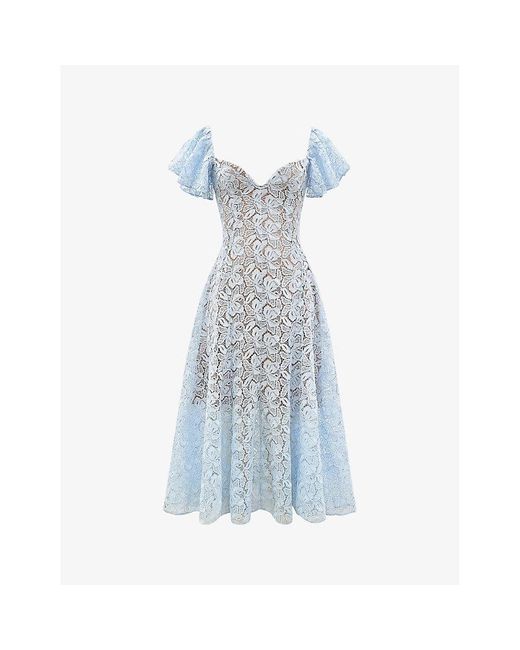 sachin and babi light blue dress Rachel Curve Embroidered Midi Dress