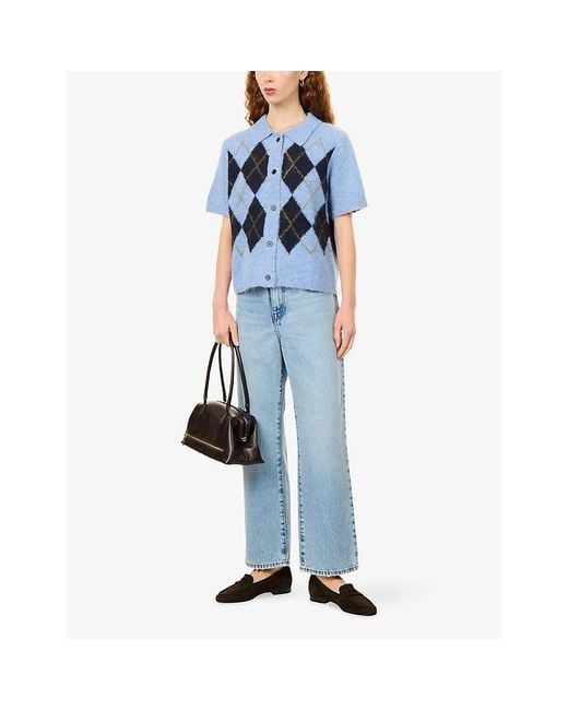 Rails Blue Kelly Short-Sleeve Alpaca-Blend Cardigan