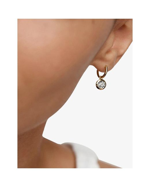 Monica Vinader Metallic Oval 18Ct Vermeil And Lab Grown Diamond Huggie Earrings