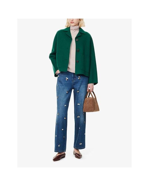 Weekend by Maxmara Green Sale Patch-Pockets Wool-Blend Jacket