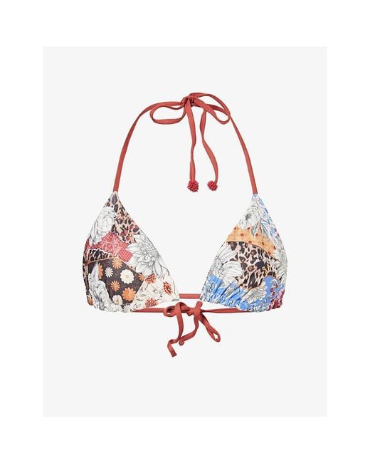 Agua Bendita Red Lolita Quilt Bikini Top