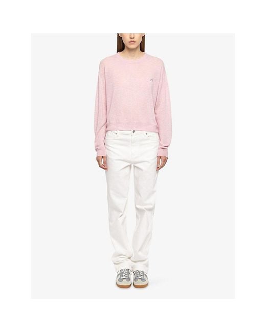 Zadig & Voltaire Pink Swapy Logo-Embroidered Cashmere Jumper