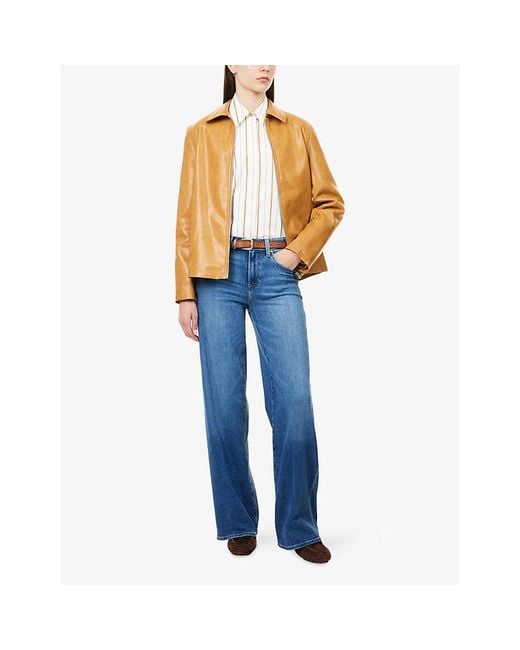 PAIGE Blue Tatum Wide-Leg Stretch-Denim Blend Jeans