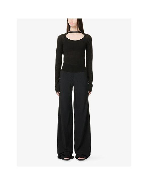 Rick Owens Black Bias Straight-Leg Woven Trousers