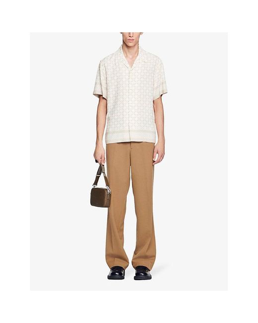 Sandro White Graphic-print Loose-fit Woven Shirt for men