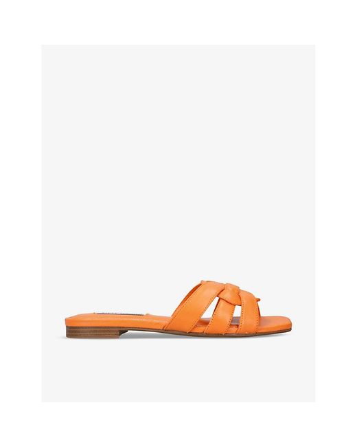 Steve Madden Orange Vcay 807 -strap Flat Leather Sandals