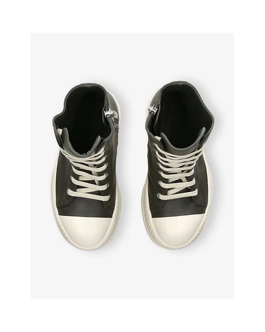 Rick Owens Black Ramone Bumper High Leather Trainers