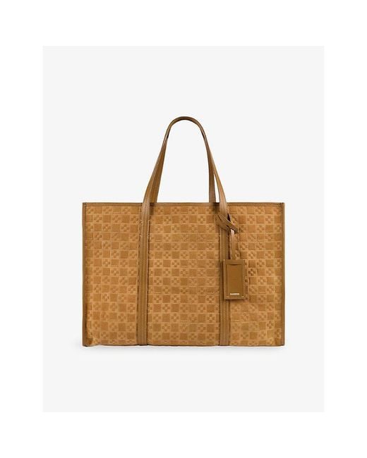 Sandro Brown Square Cross Leather Shopping Bag for men