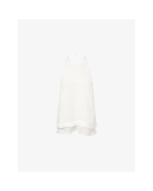 Dissh White Carmel Halterneck Woven Top