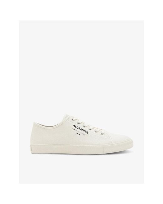 AllSaints White Undergound Logo-embossed Leather Low-top Trainers for men