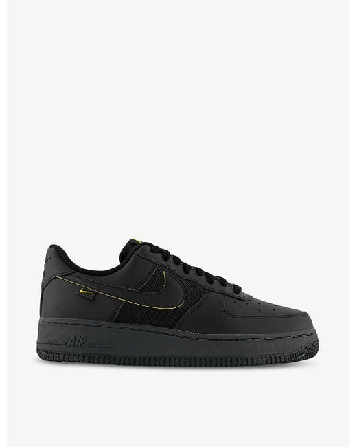 Nike Black Air Force 1 '07 Logo-embellished Leather Low-top Trainers for men