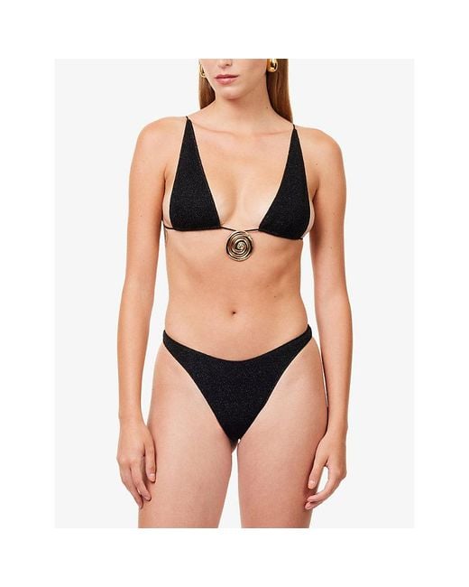 Oseree Black Lumiere Spiral Bikini Set