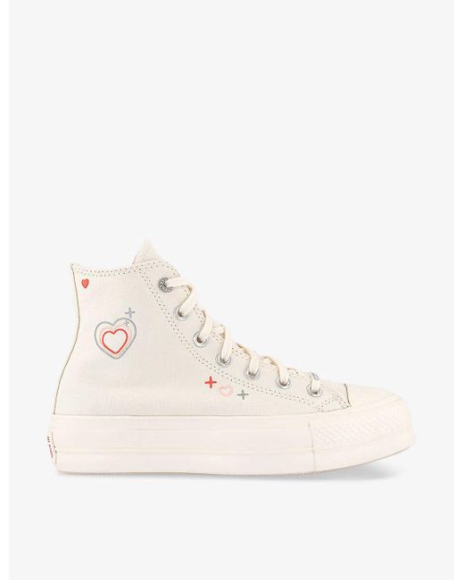 Converse Natural All Star Lift Heart-embellished High-top Flatform Trainers