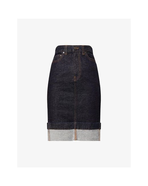 Khaite Blue Kendra Turn-Up Denim Skirt
