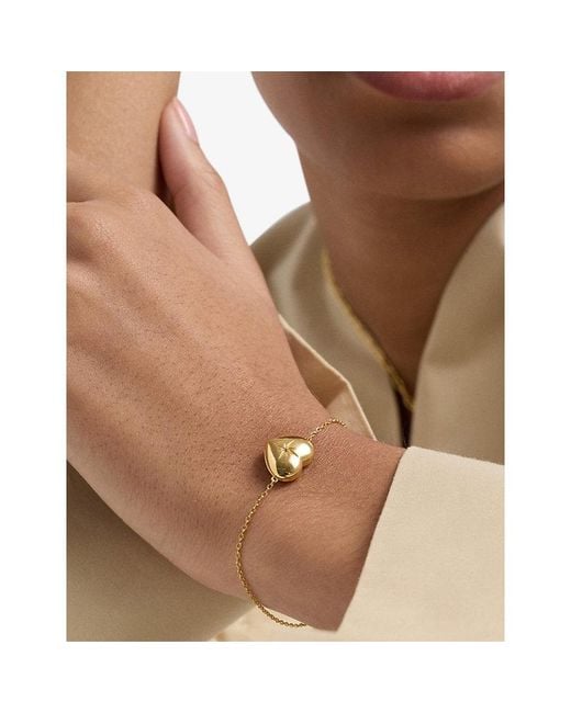 Astley Clarke Metallic Biography Heart Locket 18Ct- Plated Sterling- And Sapphire Bracelet