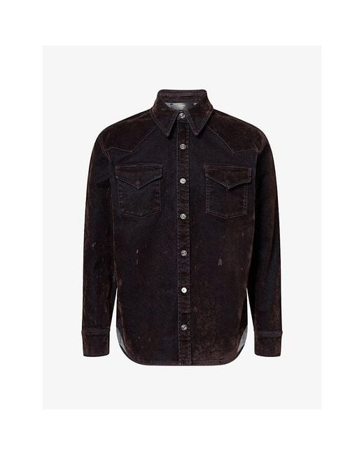 Amiri Black Flock Long-Sleeve Denim Shirt for men
