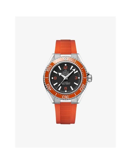 Omega Red Seamaster Planet Ocean 600M Stainless-Steel Rubber-Strap Watch 42Mm for men