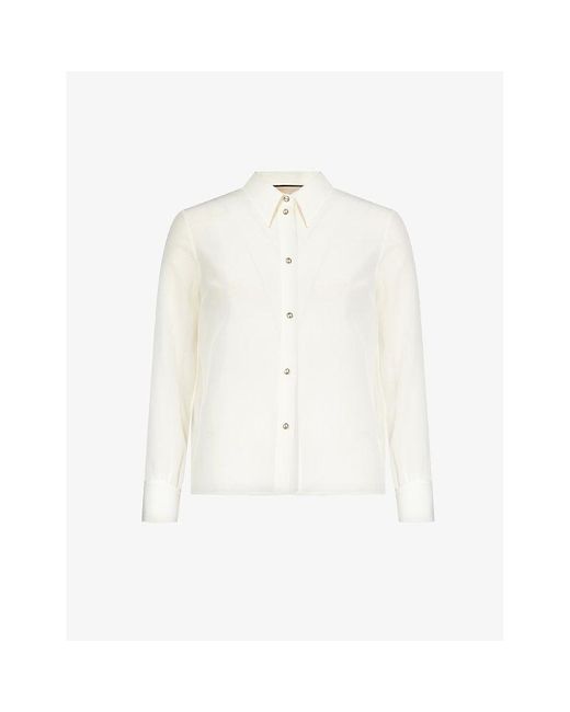 Gucci White Double-g Button Silk Shirt